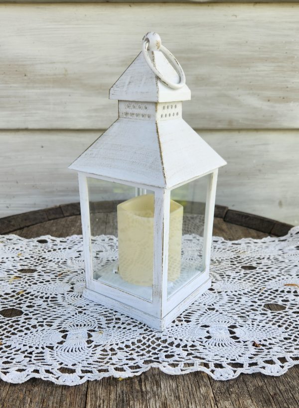 Small White Wood Lantern