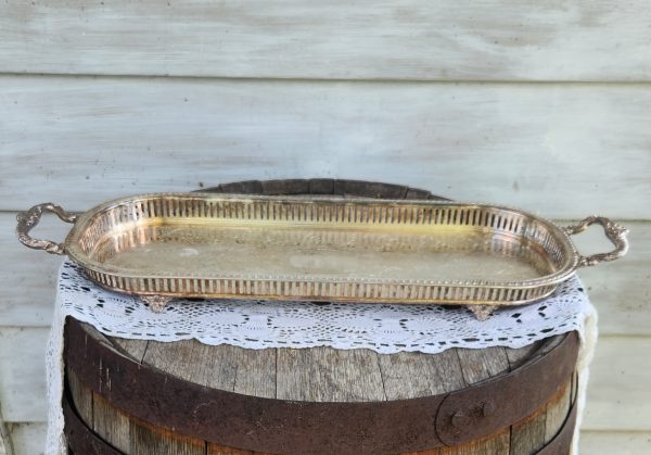 Long Handle Silver Tray