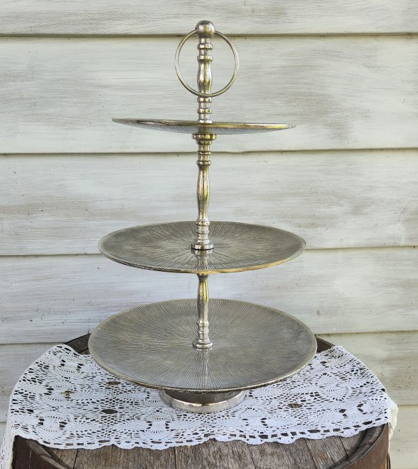 Silver Three Tier Round Stand