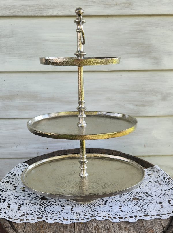 Silver Three Tier Oval Stand