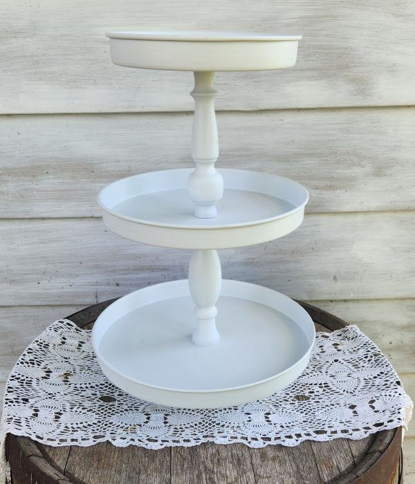 White Three Tier Round Stand