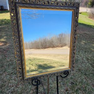 Antique Ash Gray Beveled Mirror/ Gold Accent