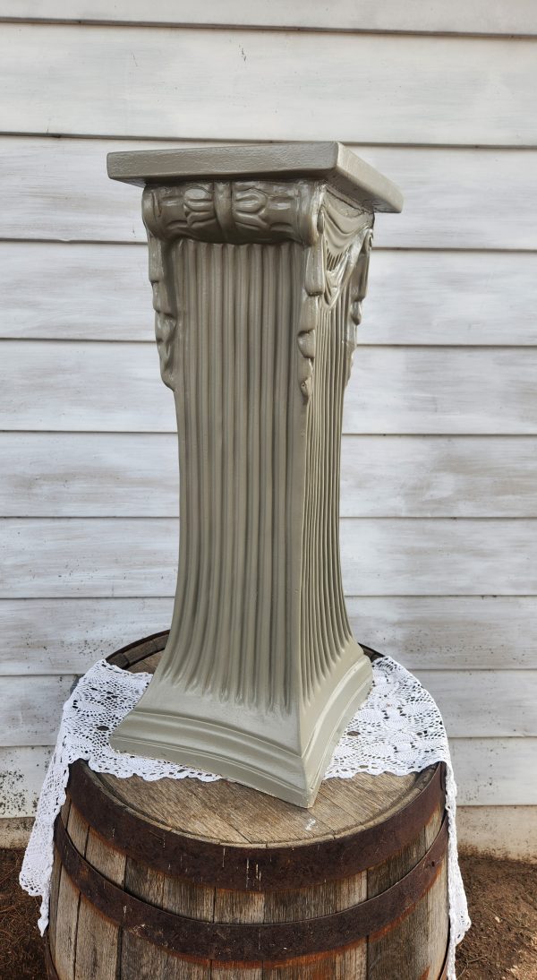Ceramic Gray Scroll Pillar – Large/ Tall