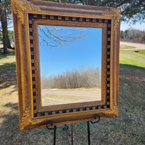 Unique Mirror / Floral Etching / Inlaid Squares